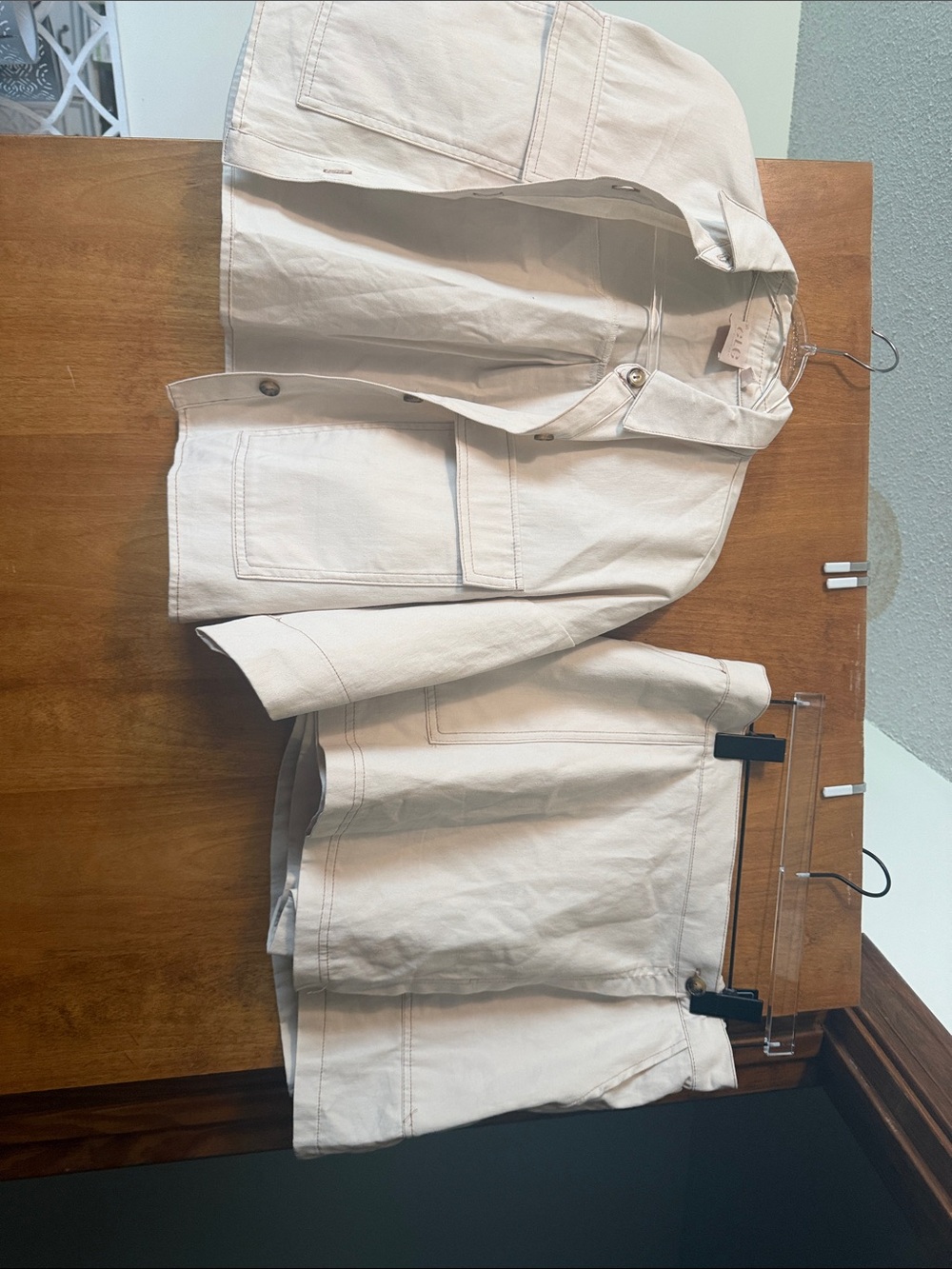 Cream Two-Piece Utility Jacket & Skirt Set